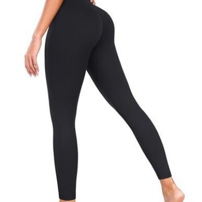 Women's High Waisted Leggings Tummy Control Workout Leggings XX-Large Black